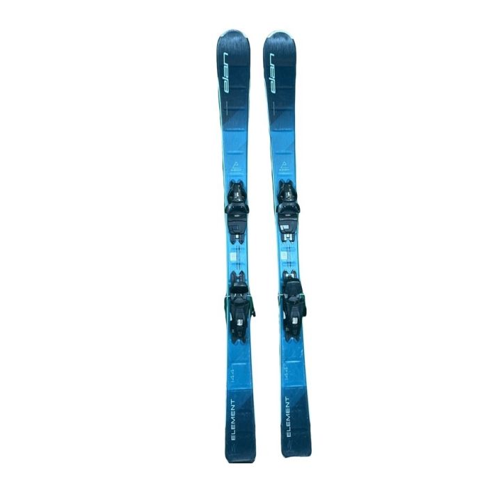 Esquíes Elan Element W Blue con fijaciones montadas, vista frontal.