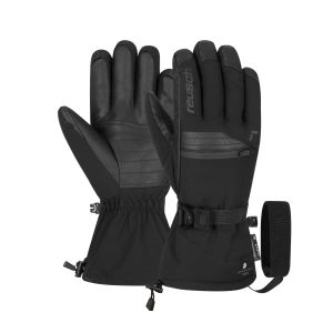 Reusch Torres R-TEX XT skihandschoenen zwart, paar naast elkaar met de handpalm links en de handrug met logo rechts