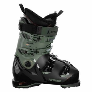 Botas de esquí Atomic Hawx Magna 110 GW Wide Fit, vista lateral con detalles verdes y grises.