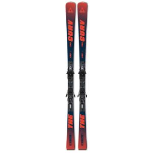 Esquíes Fischer XTR The Curv 2024 con fijaciones y diseño rojo y negro.
