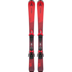Esquíes Atomic Redster J2 2024 con fijaciones, listos para usar en la nieve.