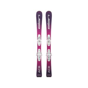 Esquíes Elan RC Magic 2024 con fijaciones montadas y diseño morado.