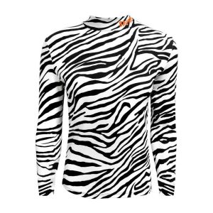 Camiseta térmica Spines con estampado de cebra, diseño completo y llamativo.